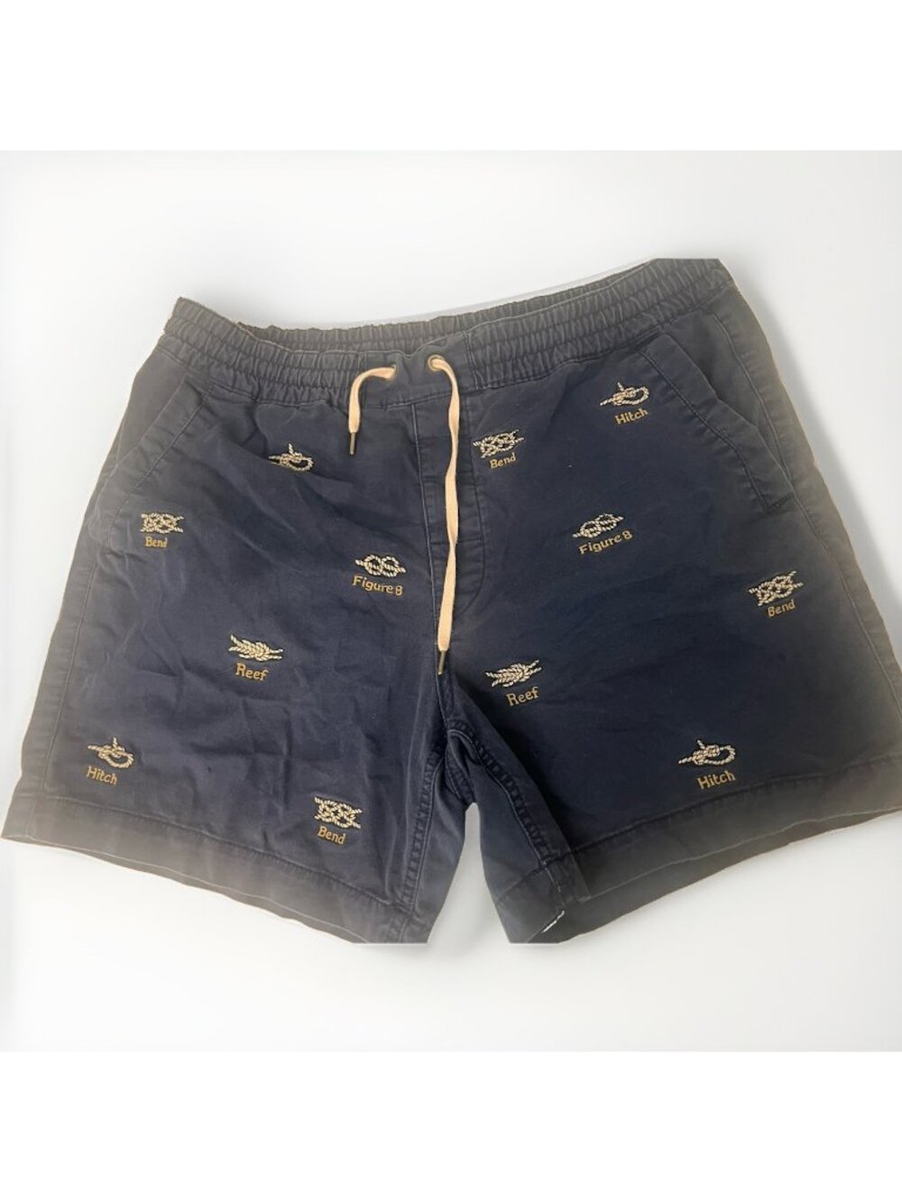 VTG Polo Ralph Lauren Shorts Men L Navy Embroidered Nautical Rope Knots Chino
